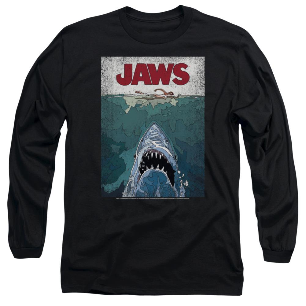 Jaws Lined Poster Men's 18/1 Cotton Long-Sleeve T-Shirt