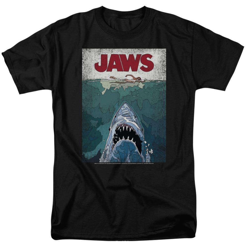 Jaws Lined Poster Men's 18/1 Cotton Short-Sleeve T-Shirt