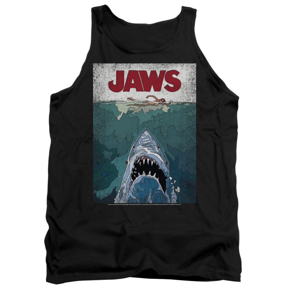 Jaws Lined Poster Men's 18/1 Cotton Tank Top