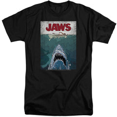 Jaws Lined Poster Men's 18/1 Tall Cotton Short-Sleeve T-Shirt
