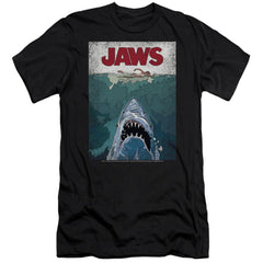 Jaws Lined Poster Men's Ultra-Soft 30/1 Cotton Slim Short-Sleeve T-Shirt