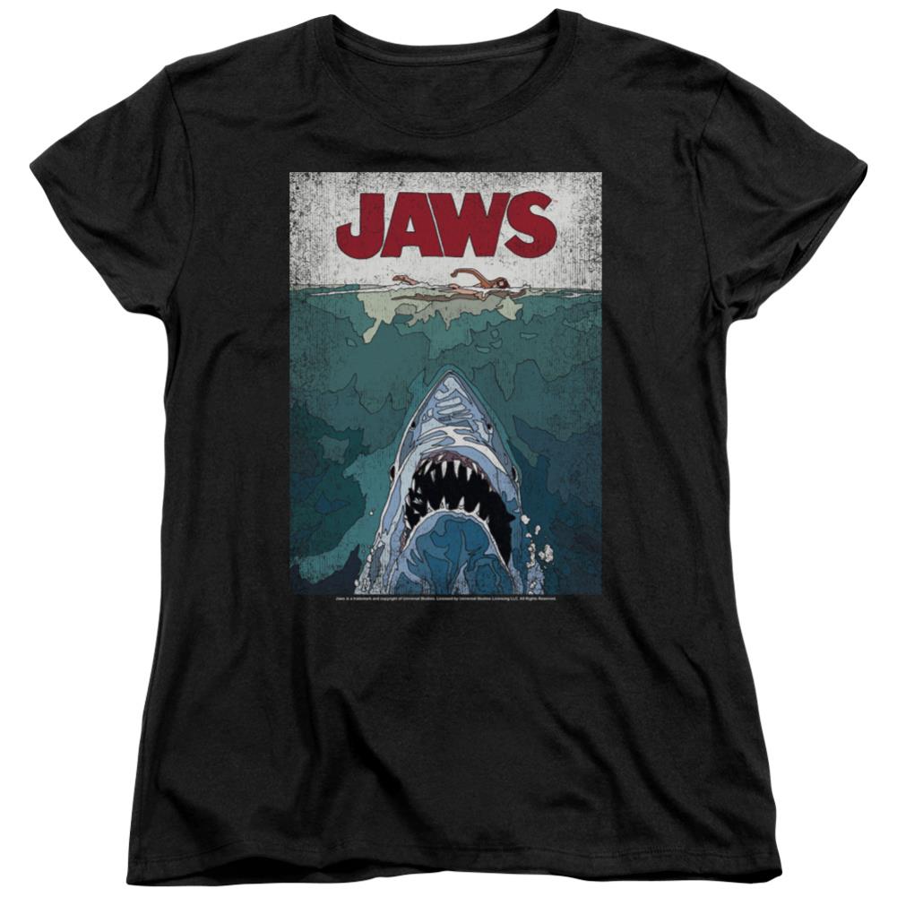 Jaws Lined Poster Women's 18/1 Cotton Short-Sleeve T-Shirt