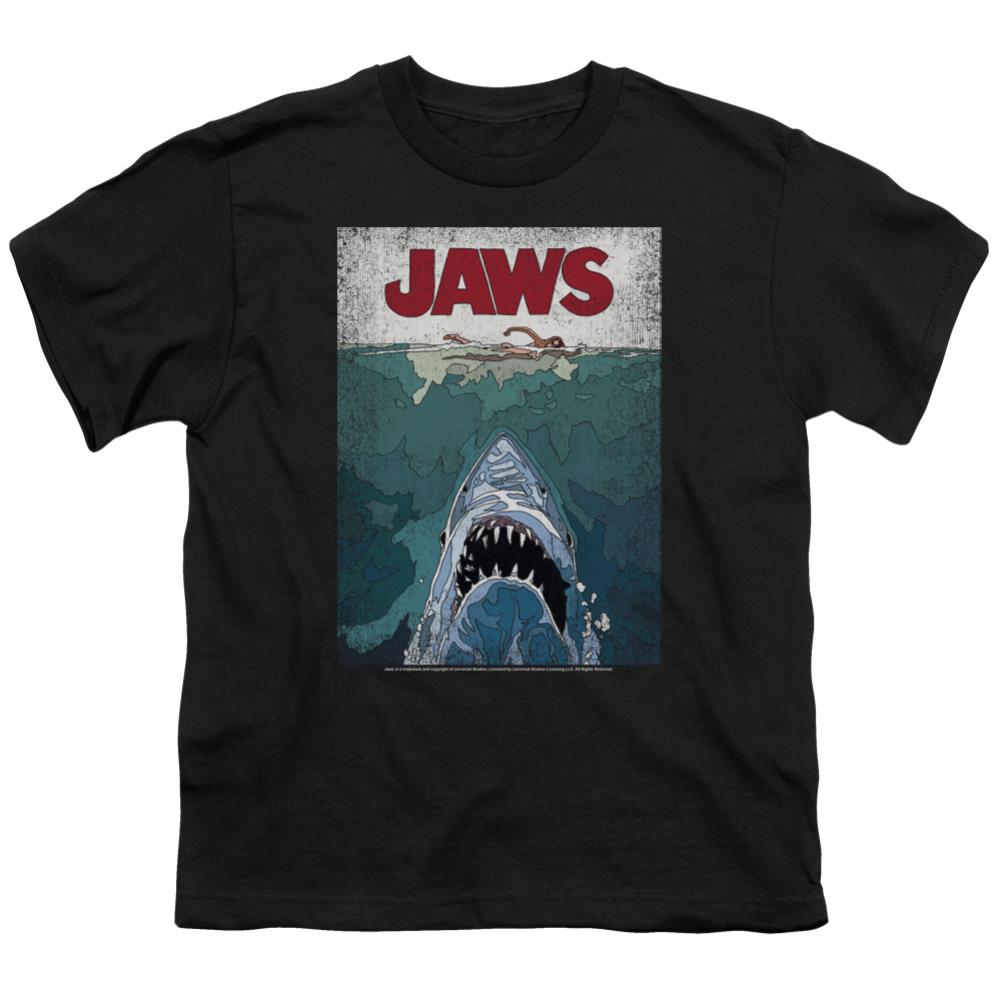 Jaws Lined Poster Youth 18/1 100% Cotton Short-Sleeve T-Shirt