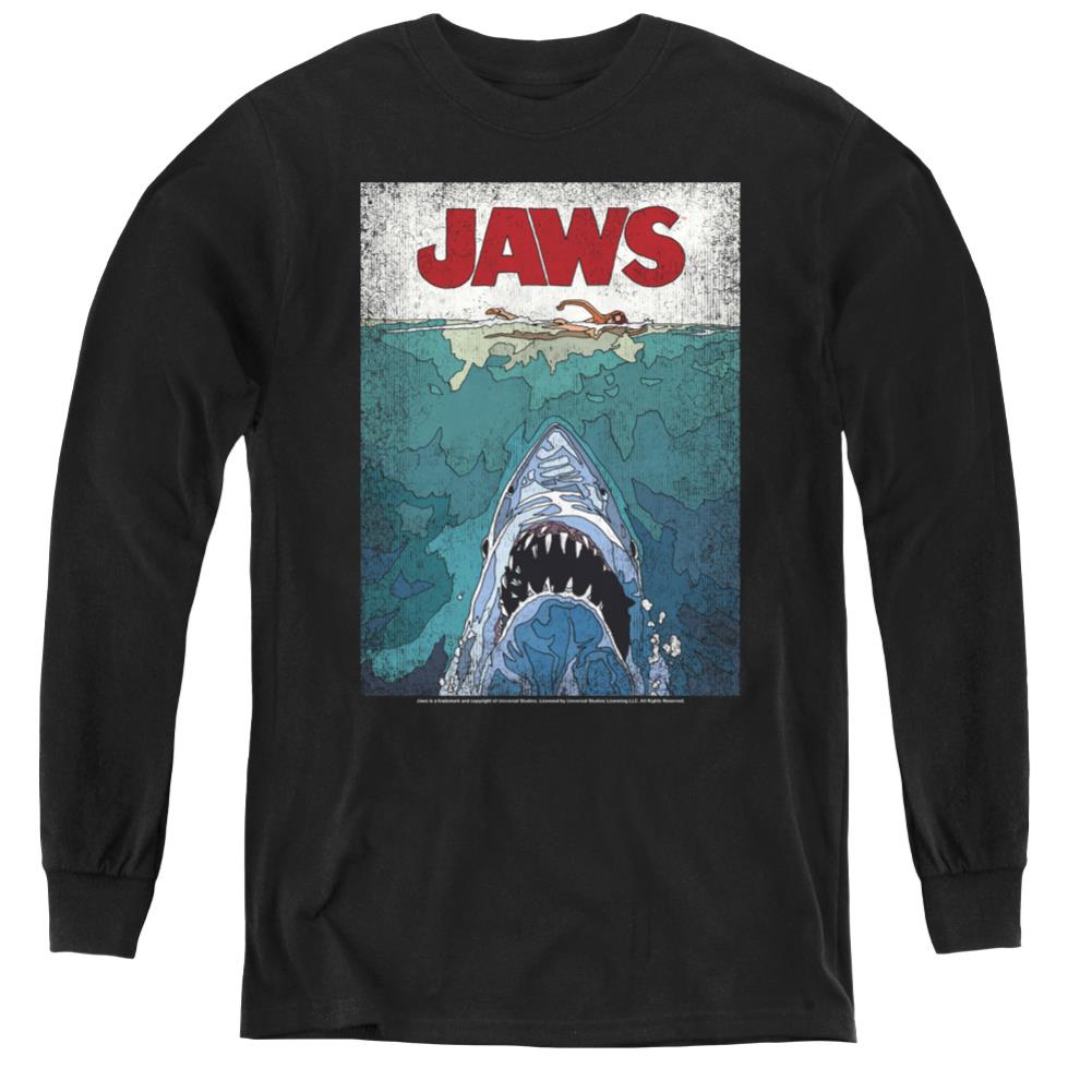 Jaws Lined Poster Youth Long-Sleeve T-Shirt