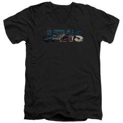 Jaws Logo Cutout Men's 30/1 Cotton Slim V-Neck T-Shirt