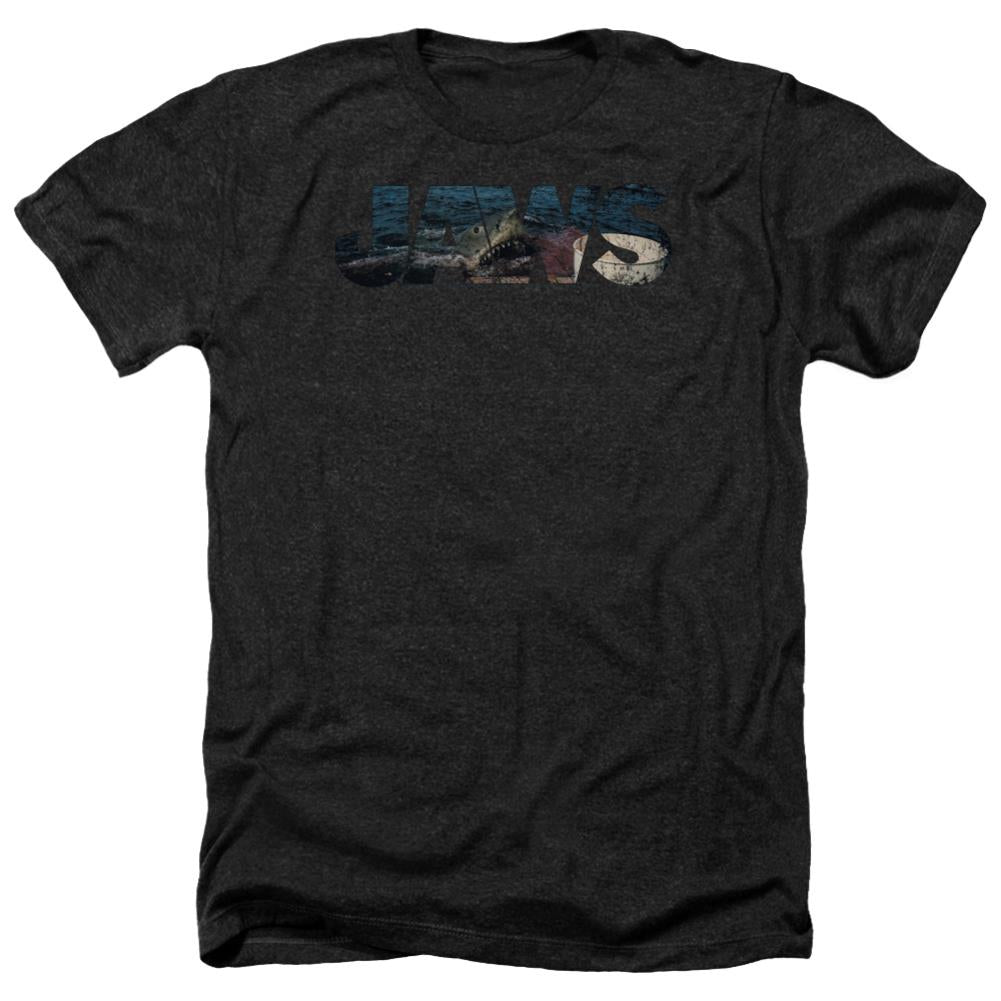 Jaws Logo Cutout Men's 30/1 Heather 60 40 Poly Short-Sleeve T-Shirt
