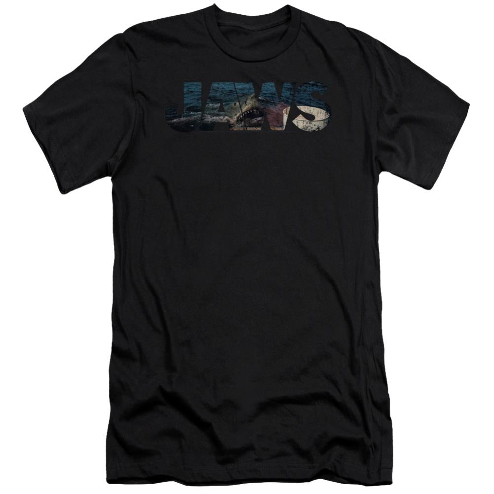 Jaws Logo Cutout Men's Ultra-Soft 30/1 Cotton Slim Short-Sleeve T-Shirt