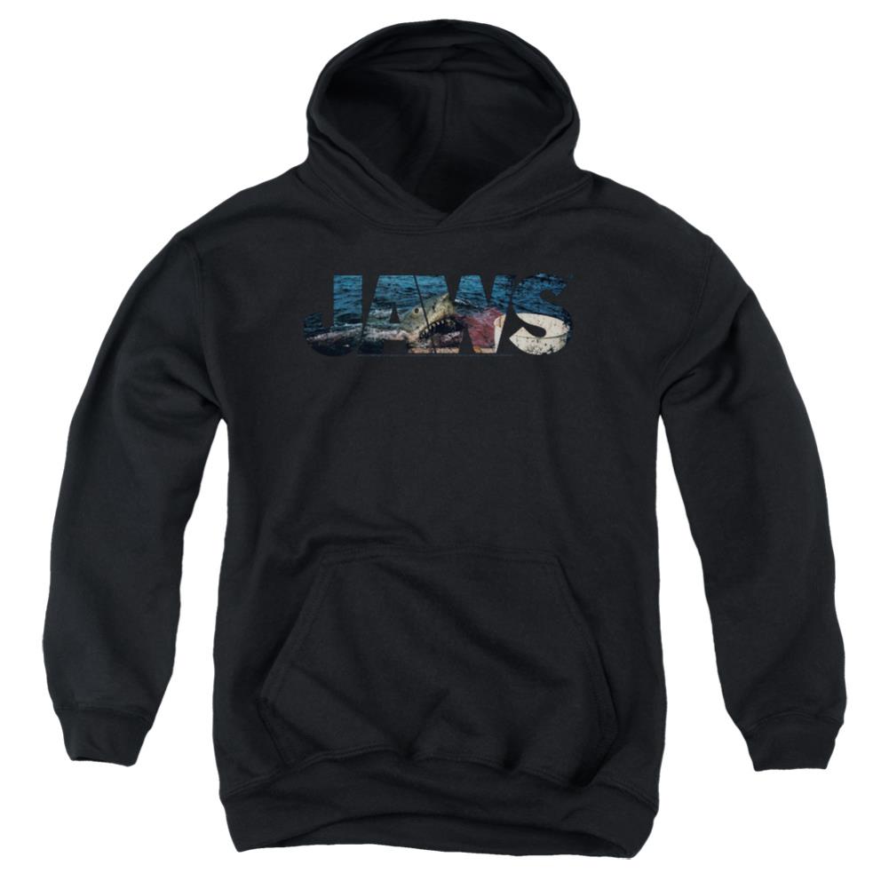 Jaws Logo Cutout Youth Cotton Poly Pull-Over Hoodie