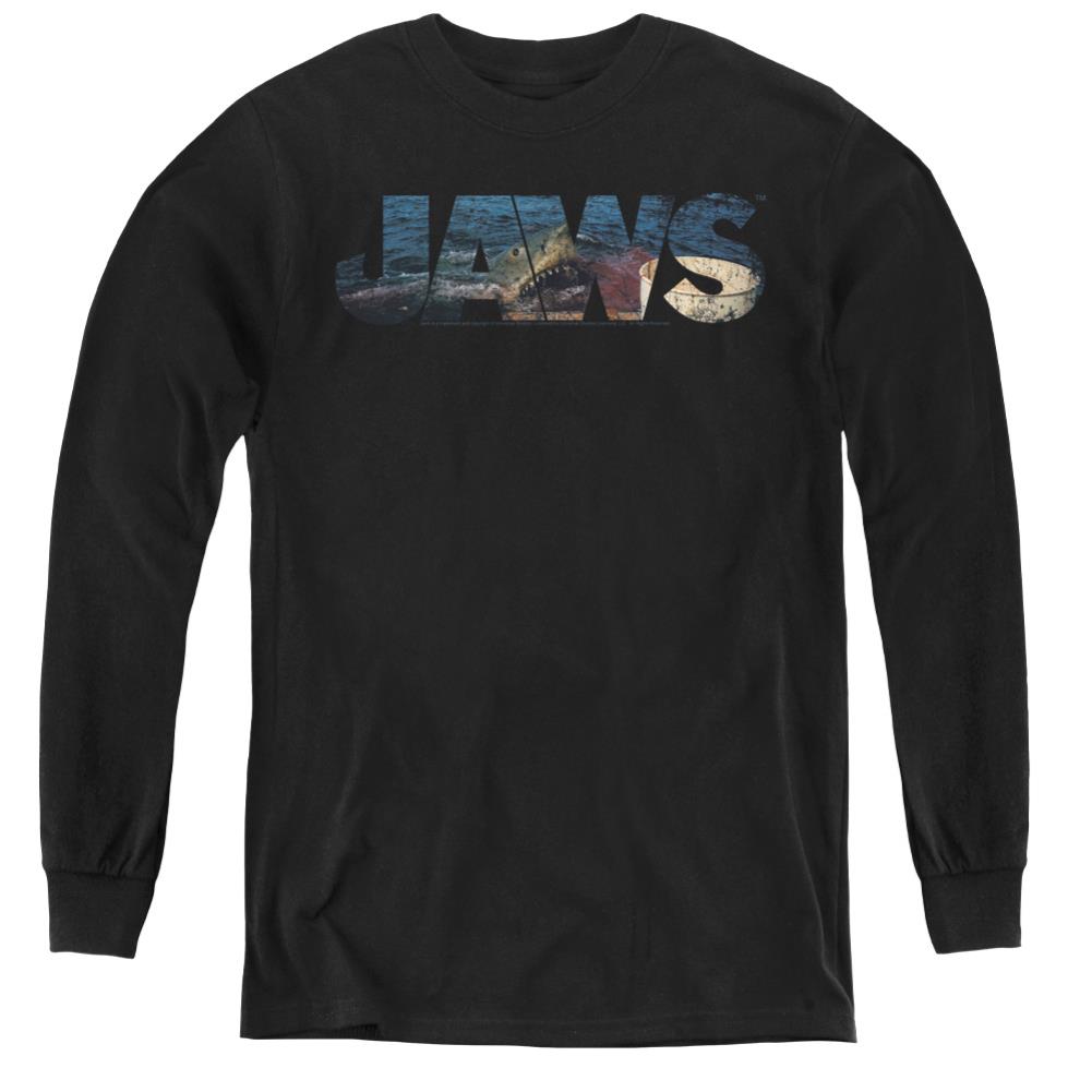 Jaws Logo Cutout Youth Long-Sleeve T-Shirt