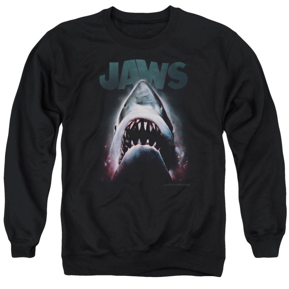 Jaws Terror In The Deep Men's Crewneck 50 50 Poly Long-Sleeve T-Shirt