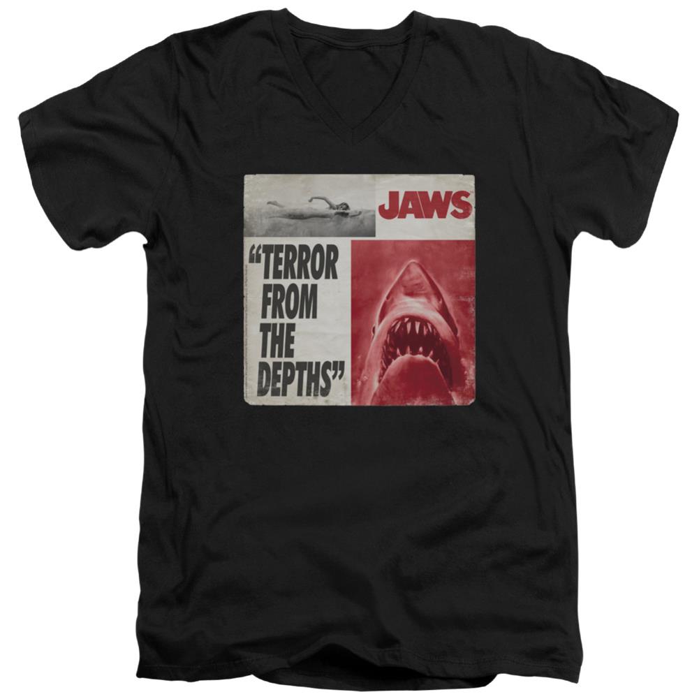 Jaws Terror Men's 30/1 Cotton Slim V-Neck T-Shirt