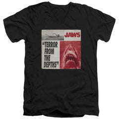 Jaws Terror Men's 30/1 Cotton Slim V-Neck T-Shirt