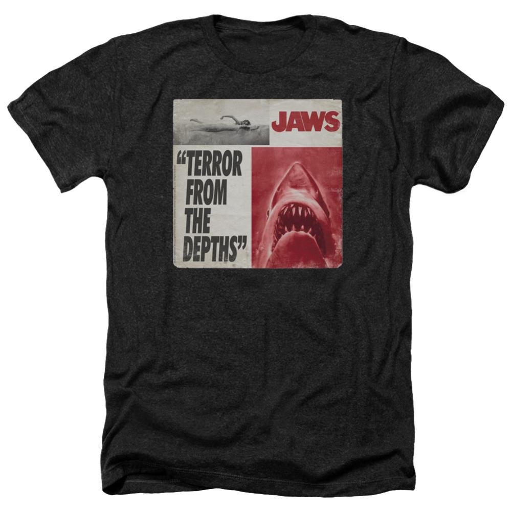 Jaws Terror Men's 30/1 Heather 60 40 Poly Short-Sleeve T-Shirt