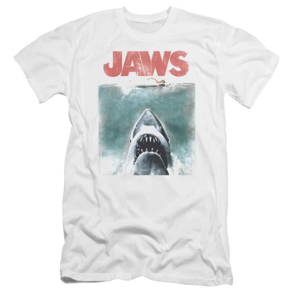 Jaws Vintage Poster Men's Ultra-Soft 30/1 Cotton Slim Short-Sleeve T-Shirt
