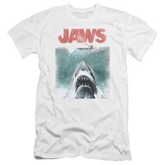 Jaws Vintage Poster Men's Ultra-Soft 30/1 Cotton Slim Short-Sleeve T-Shirt