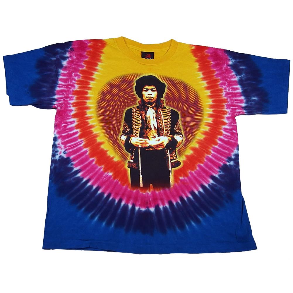 Jimi Hendrix Jacket Pose Tie Dye Men's Back Print T-Shirt