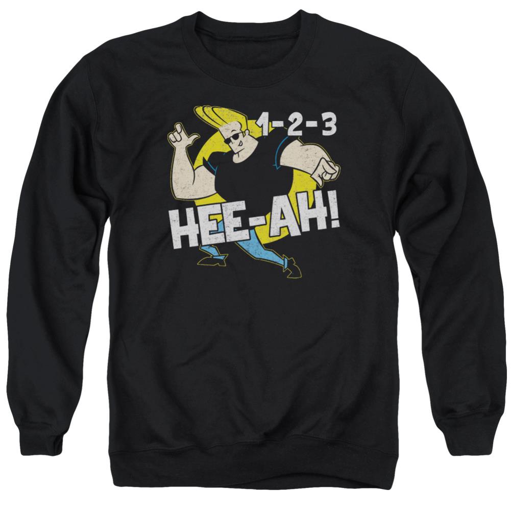 Johnny Bravo 123 Men's Crewneck 50 50 Poly Long-Sleeve T-Shirt