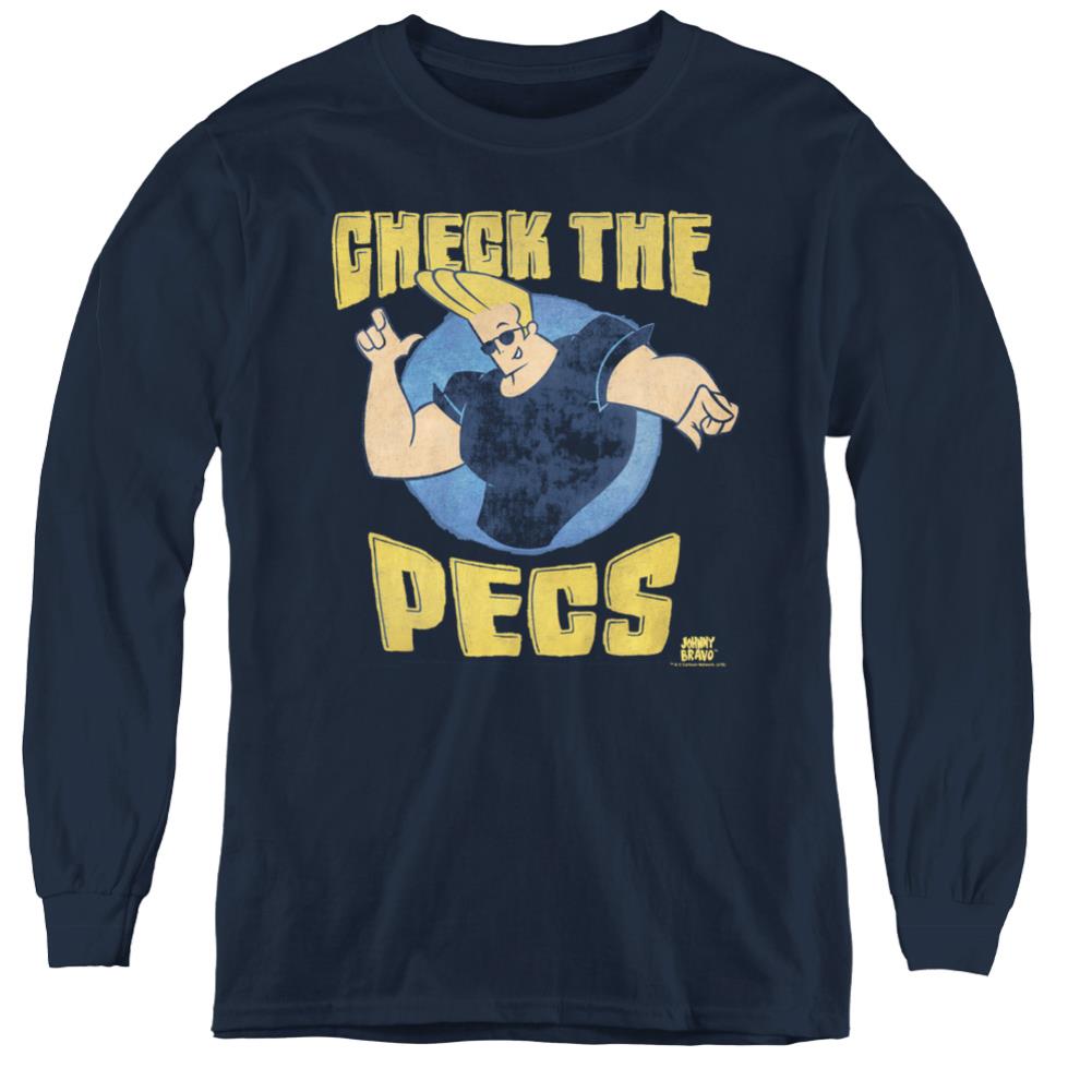 Johnny Bravo Check The Pects Youth Long-Sleeve T-Shirt
