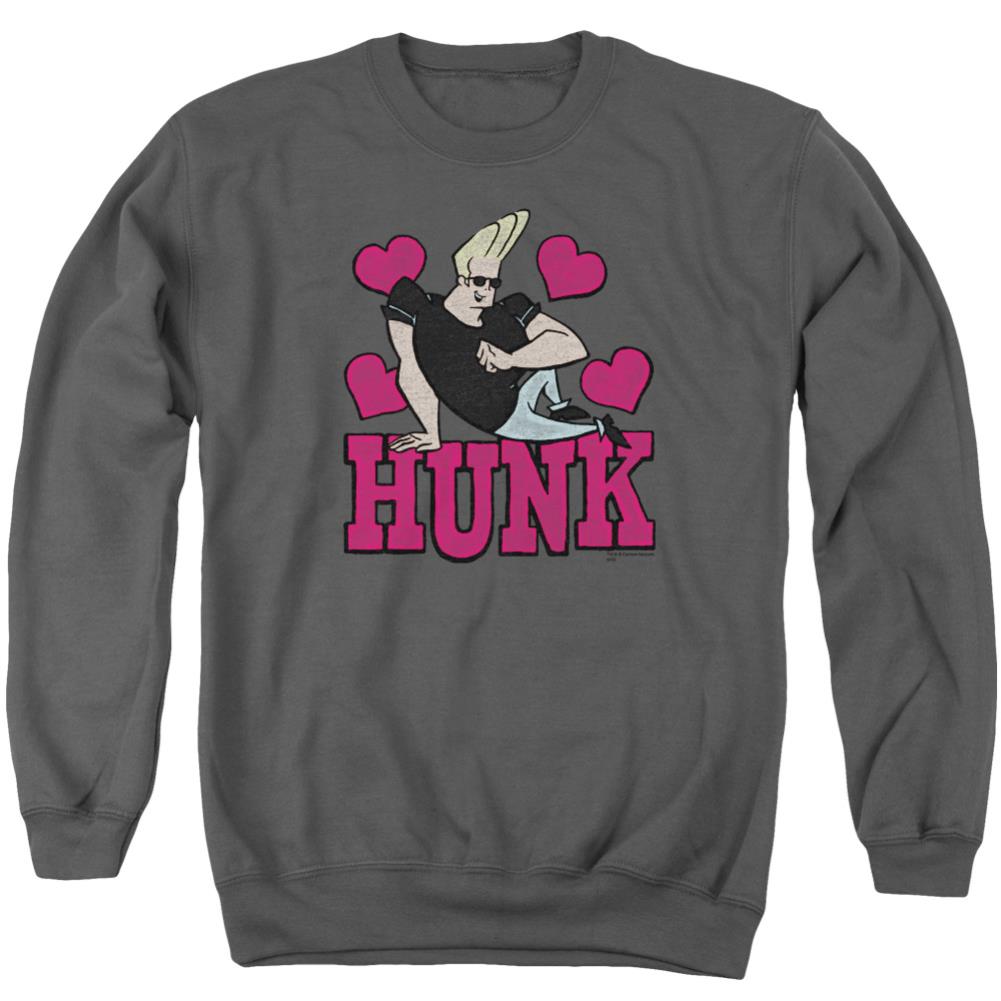 Johnny Bravo Hunk Men's Crewneck 50 50 Poly Long-Sleeve T-Shirt