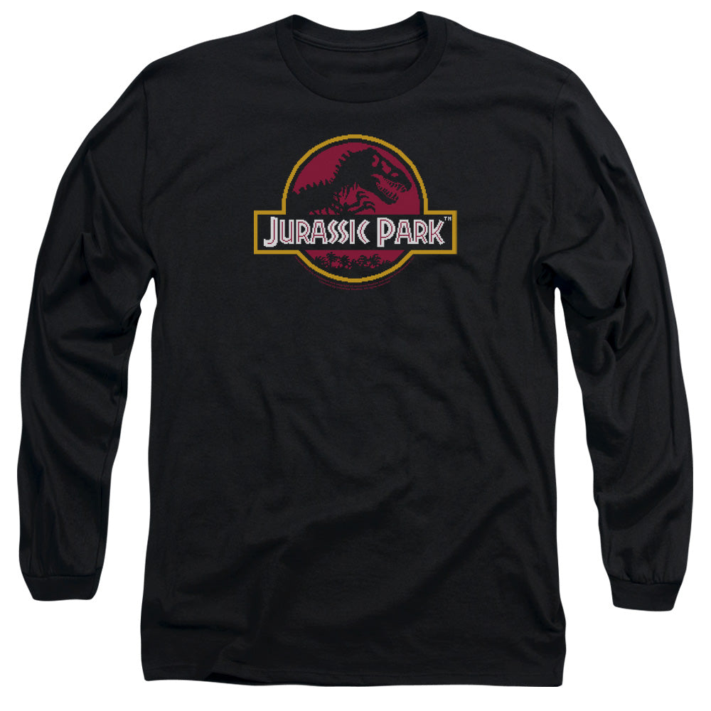 Jurassic Park 8-Bit Logo Men's 18/1 Cotton Long-Sleeve T-Shirt
