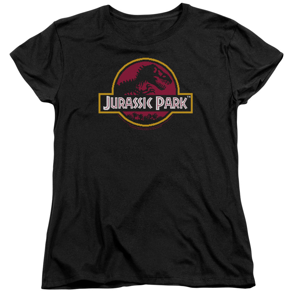 Jurassic Park 8-Bit Logo Women's 18/1 Cotton Short-Sleeve T-Shirt