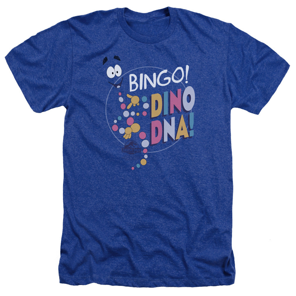 Jurassic Park Bingo Dino Dna Men's 30/1 Heather 60 40 Poly Short-Sleeve T-Shirt