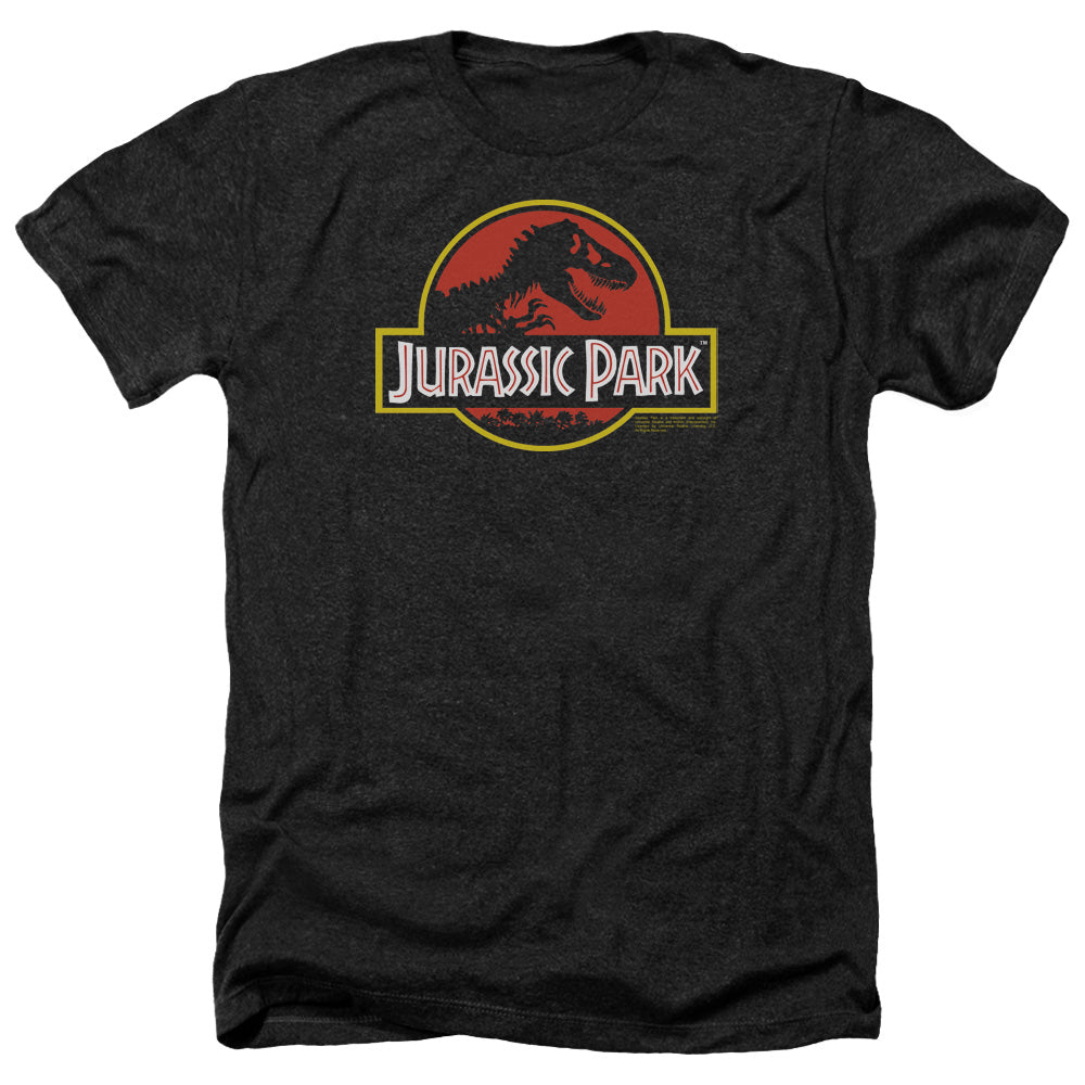 Jurassic Park Classic Logo Men's 30/1 Heather 60 40 Poly Short-Sleeve T-Shirt