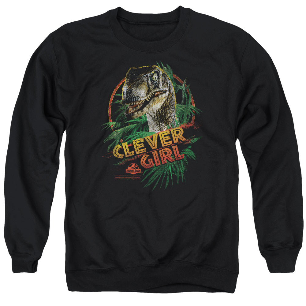 Jurassic Park Clever Girl Men's Crewneck 50 50 Poly Long-Sleeve T-Shirt
