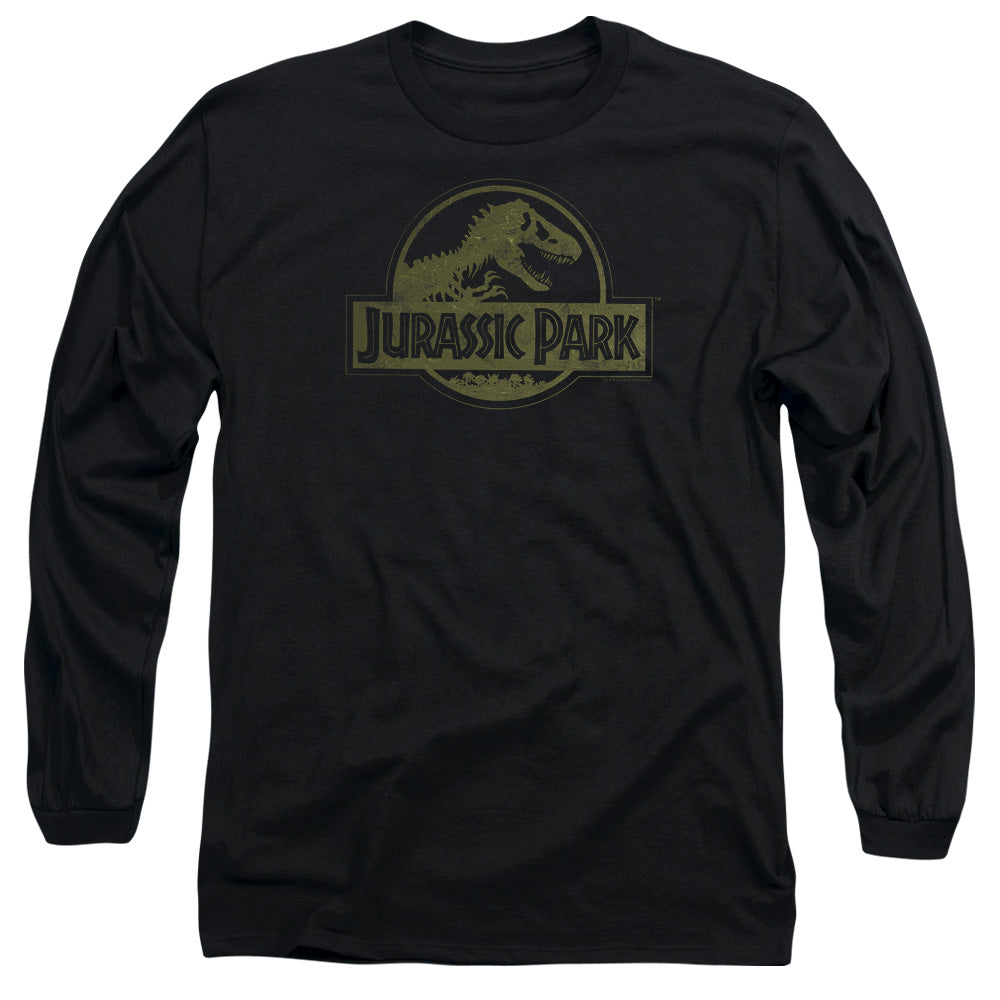 Jurassic Park Distressed Logo Men's 18/1 Cotton Long-Sleeve T-Shirt