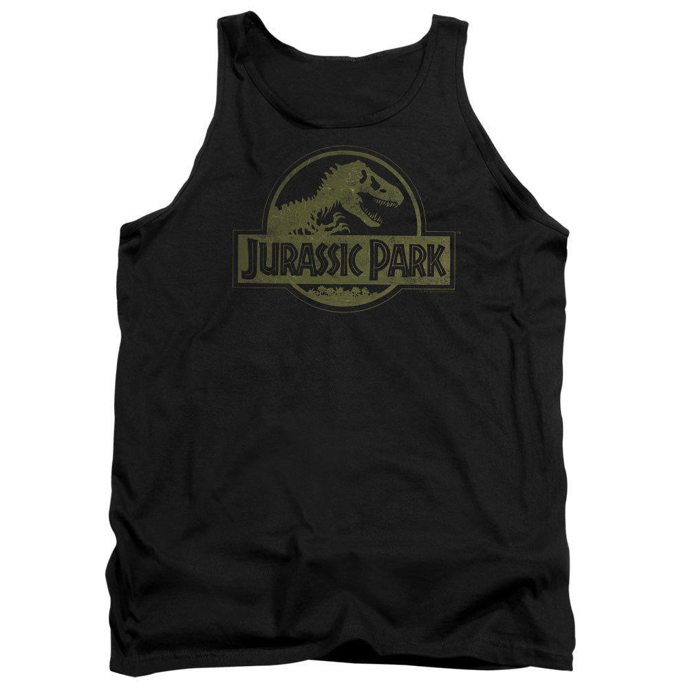 Jurassic Park Distressed Logo Men's 18/1 Cotton Tank Top