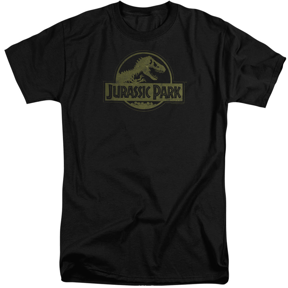 Jurassic Park Distressed Logo Men's 18/1 Tall Cotton Short-Sleeve T-Shirt