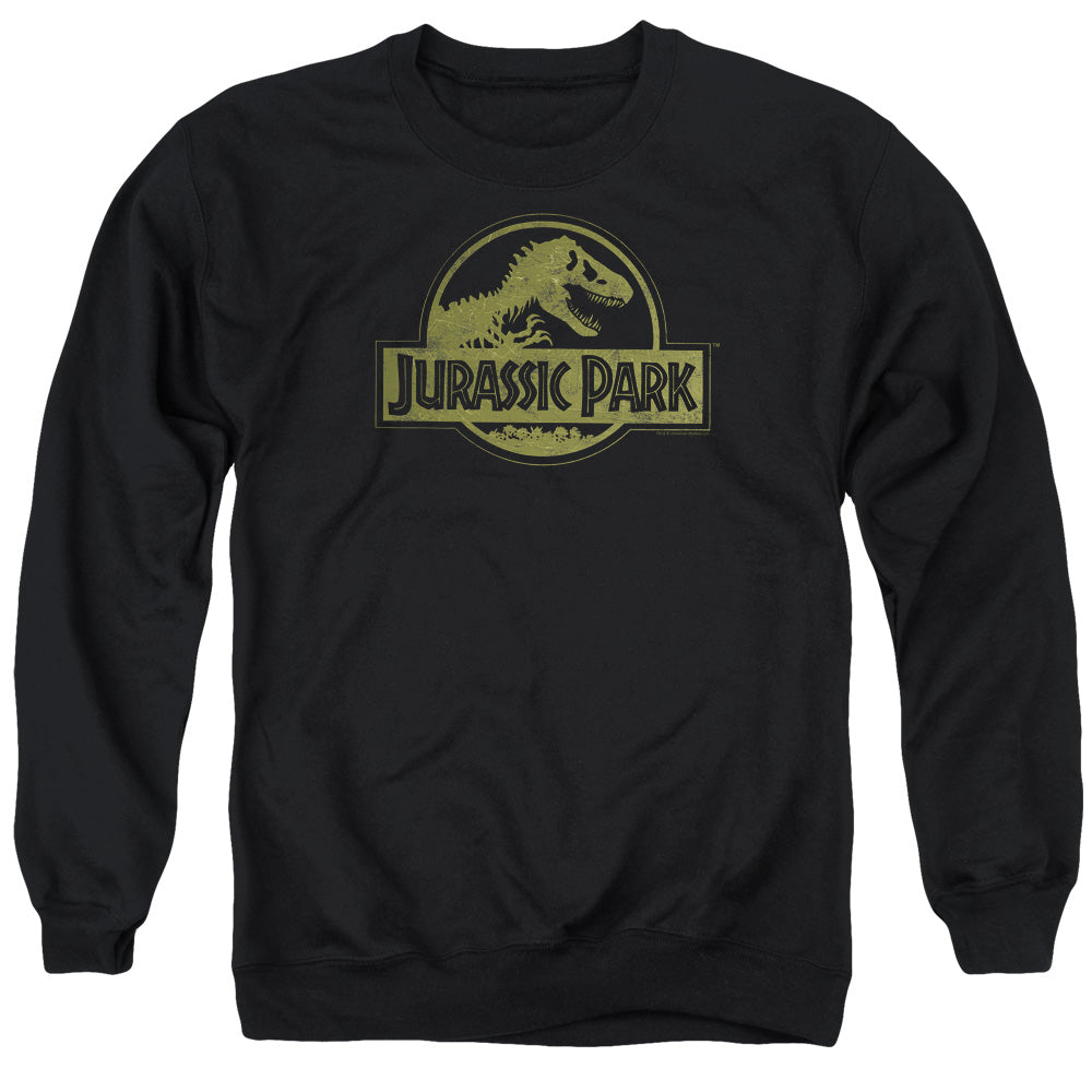 Jurassic Park Distressed Logo Men's Crewneck 50 50 Poly Long-Sleeve T-Shirt