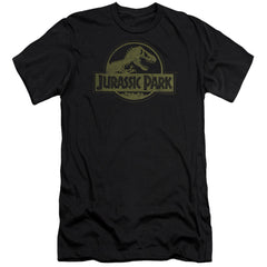 Jurassic Park Distressed Logo Men's Ultra-Soft 30/1 Cotton Slim Short-Sleeve T-Shirt