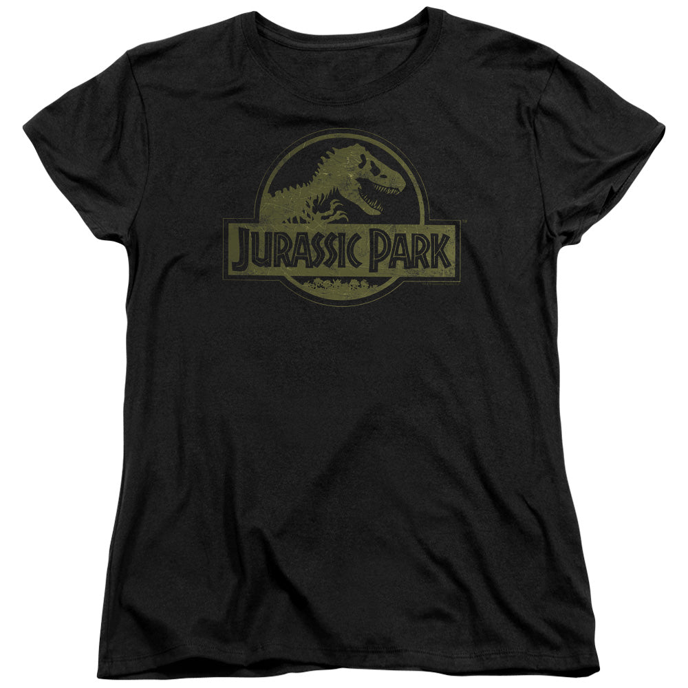 Jurassic Park Distressed Logo Women's 18/1 Cotton Short-Sleeve T-Shirt
