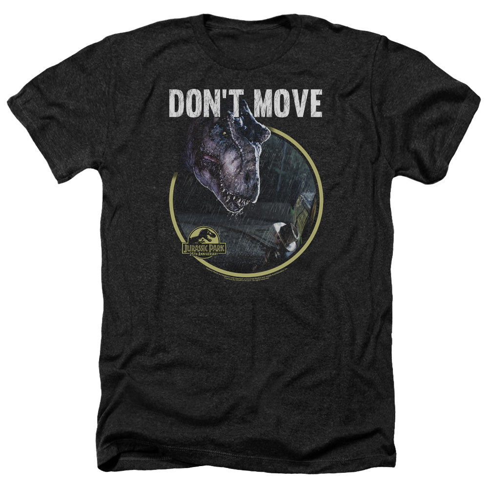 Jurassic Park Don't Move Men's 30/1 Heather 60 40 Poly Short-Sleeve T-Shirt