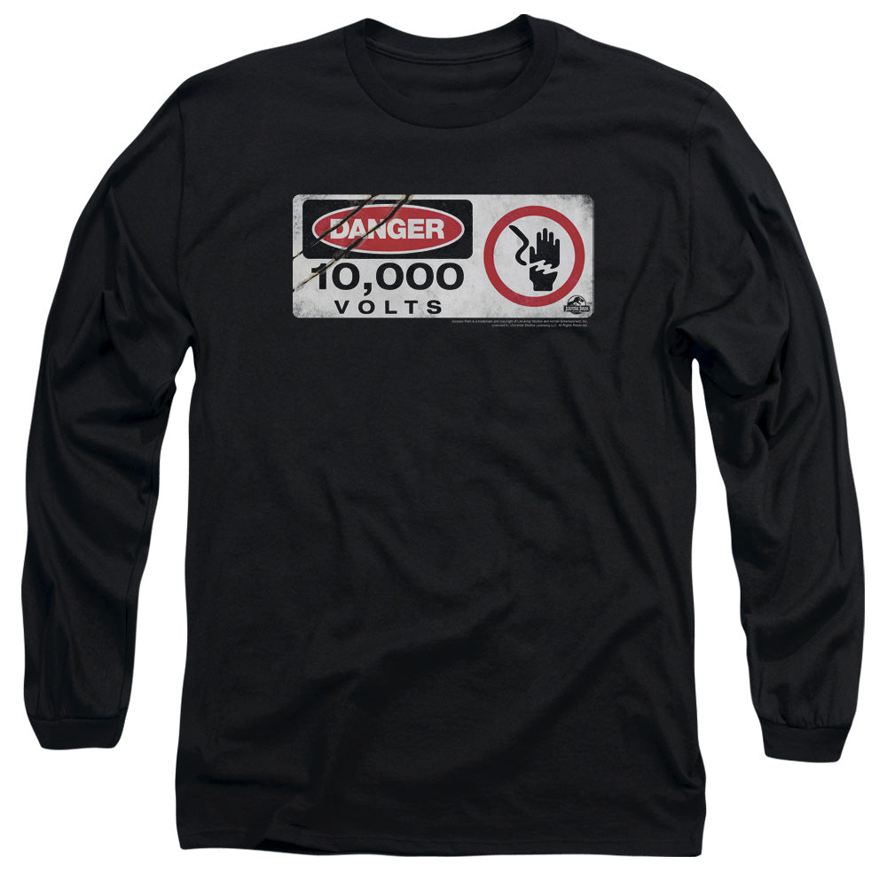 Jurassic Park Electric Fence Sign Men's 18/1 Cotton Long-Sleeve T-Shirt