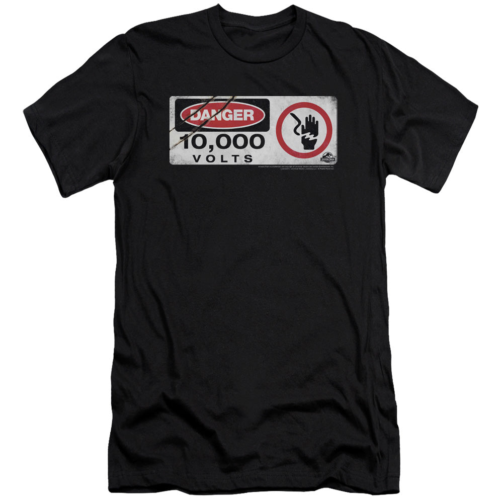 Jurassic Park Electric Fence Sign Men's Ultra-Soft 30/1 Cotton Slim Short-Sleeve T-Shirt