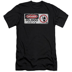 Jurassic Park Electric Fence Sign Men's Ultra-Soft 30/1 Cotton Slim Short-Sleeve T-Shirt