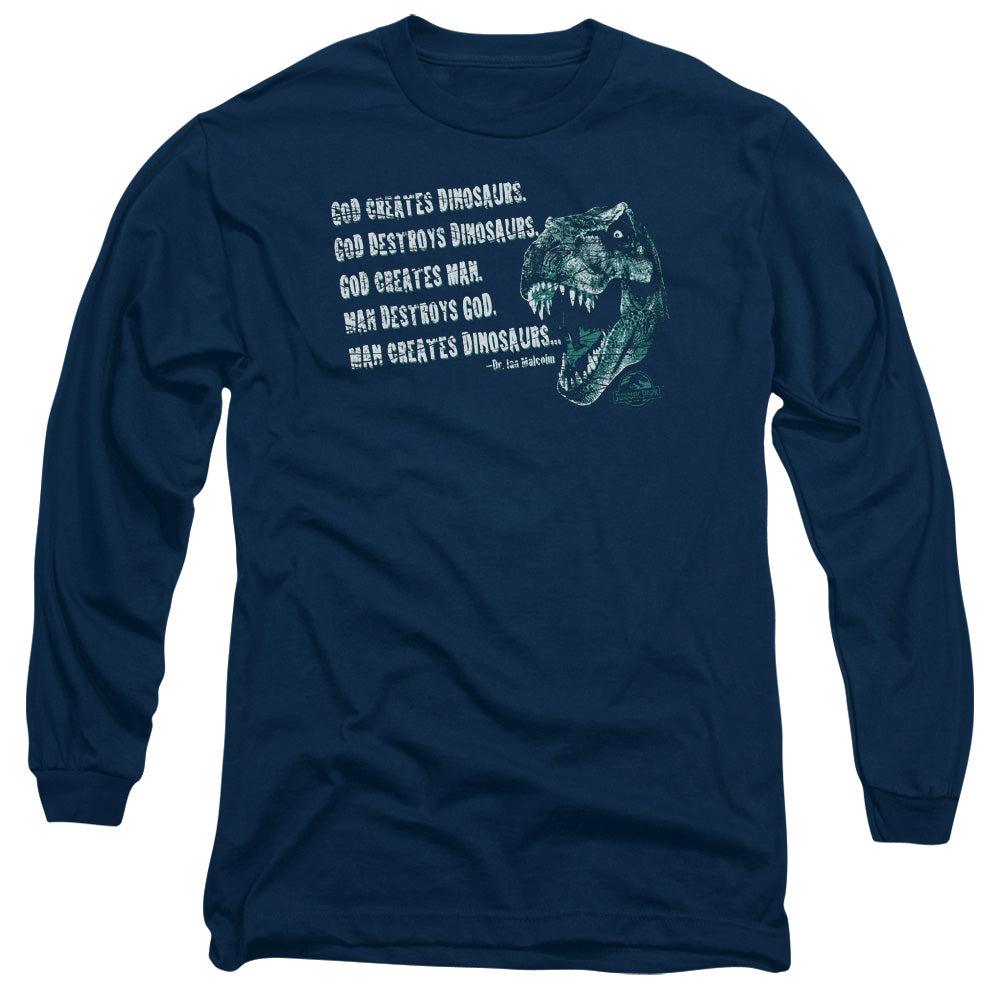 Jurassic Park God Creates Dinosaurs Men's 18/1 Cotton Long-Sleeve T-Shirt