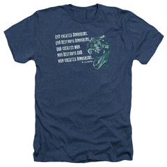Jurassic Park God Creates Dinosaurs Men's 30/1 Heather 60 40 Poly Short-Sleeve T-Shirt