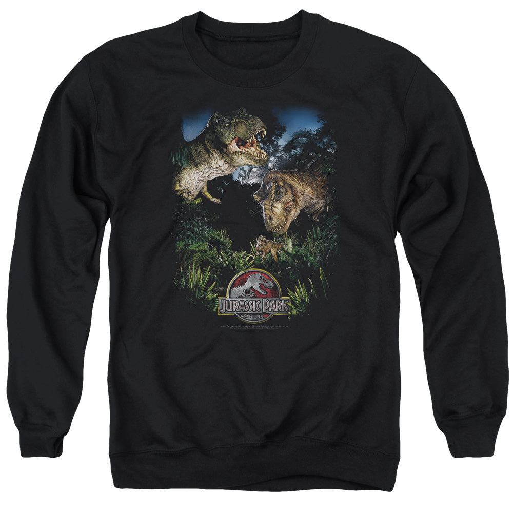 Jurassic Park Happy Family Men's Crewneck 50 50 Poly Long-Sleeve T-Shirt