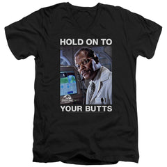 Jurassic Park Hold Onto Men's 30/1 Cotton Slim V-Neck T-Shirt