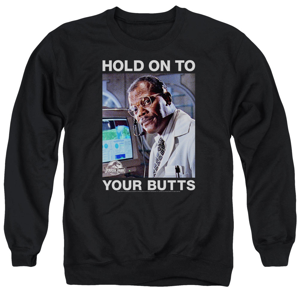 Jurassic Park Hold Onto Men's Crewneck 50 50 Poly Long-Sleeve T-Shirt