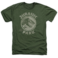 Jurassic Park JP Stamp Men's 30/1 Heather 60 40 Poly Short-Sleeve T-Shirt