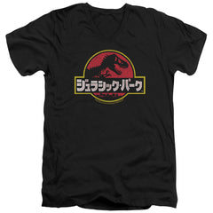 Jurassic Park Kanji Men's 30/1 Cotton Slim V-Neck T-Shirt