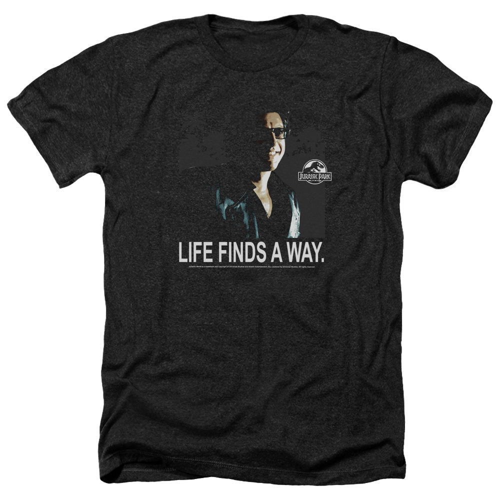 Jurassic Park Life Finds A Way Men's 30/1 Heather 60 40 Poly Short-Sleeve T-Shirt