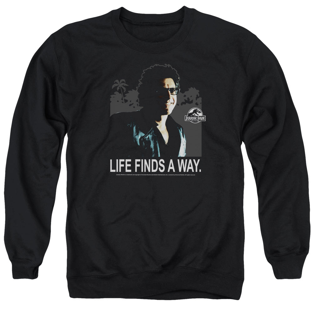 Jurassic Park Life Finds A Way Men's Crewneck 50 50 Poly Long-Sleeve T-Shirt