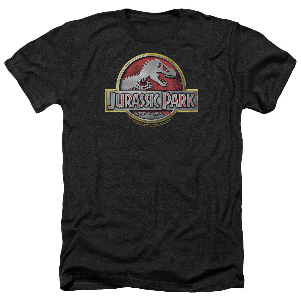 Jurassic Park Logo Men's 30/1 Heather 60 40 Poly Short-Sleeve T-Shirt