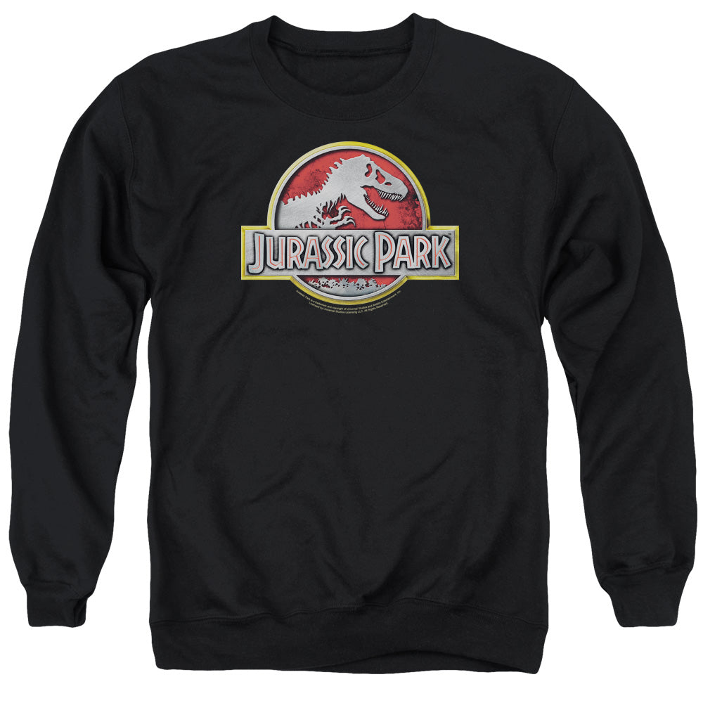 Jurassic Park Logo Men's Crewneck 50 50 Poly Long-Sleeve T-Shirt