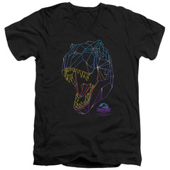 Jurassic Park Neon T-Rex Men's 30/1 Cotton Slim V-Neck T-Shirt